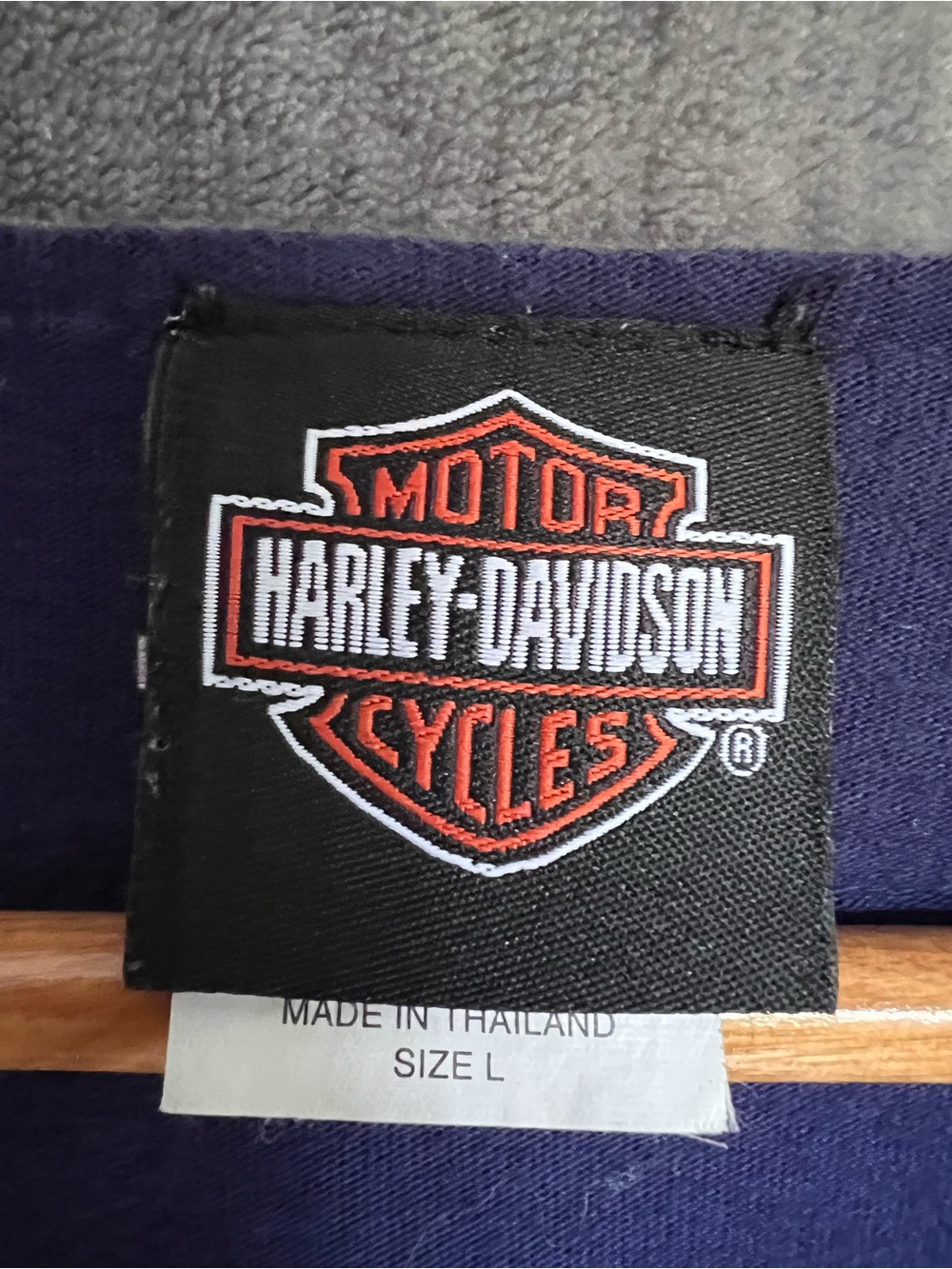 VTG 2000 Harley Davidson Baseball Jersey Sz Large Blue Gray Cotton Button Down - Picture 3 of 14